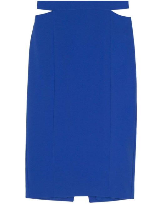 Patrizia Pepe Blue Crepe Midi Skirt