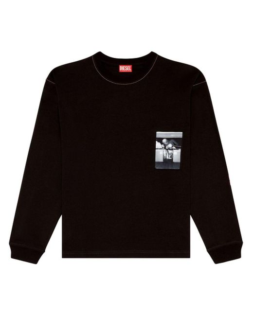 DIESEL Black T-boxt-ls-n T-shirt for men