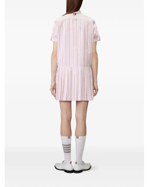 Thom Browne Pink Robe Courte À Design Plissé