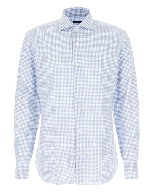 Barba Napoli Overhemd Met Gingham Ruit in het Blue voor heren
