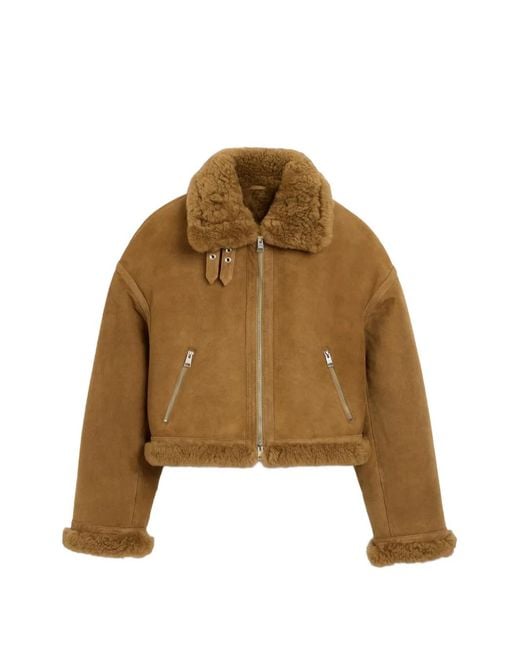 AMI Natural Sheep-Shearling Aviator Jacket