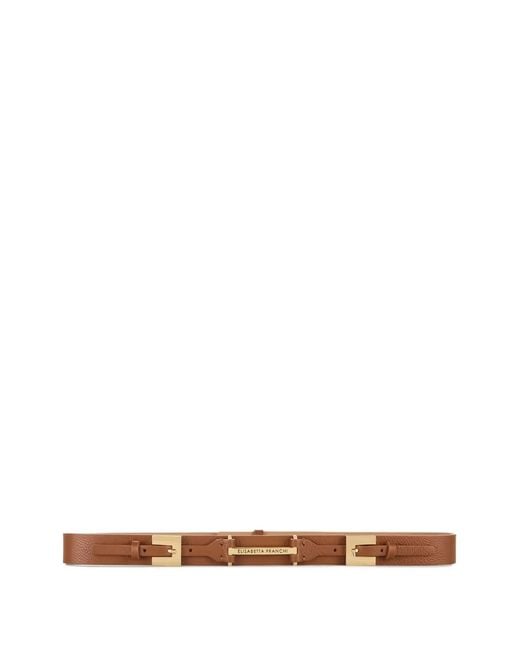 Elisabetta Franchi White Leather Belt With Double-Buckle