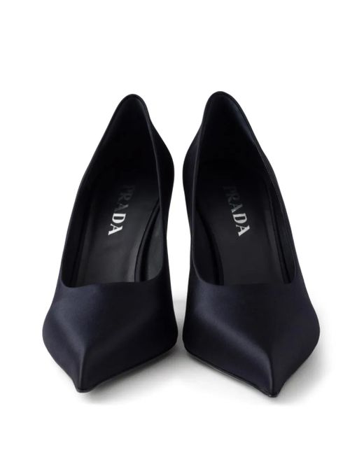 Prada Blue 85Mm Satin Pumps
