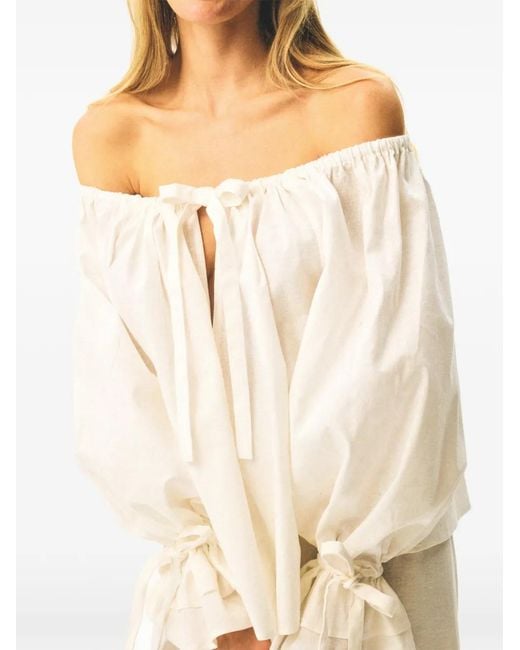 Sleeper White Cha-Cha Billowy-Sleeves Blouse