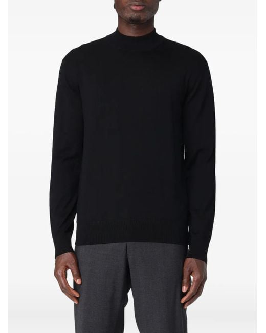 Paolo Pecora Black Round-Neck Sweater for men