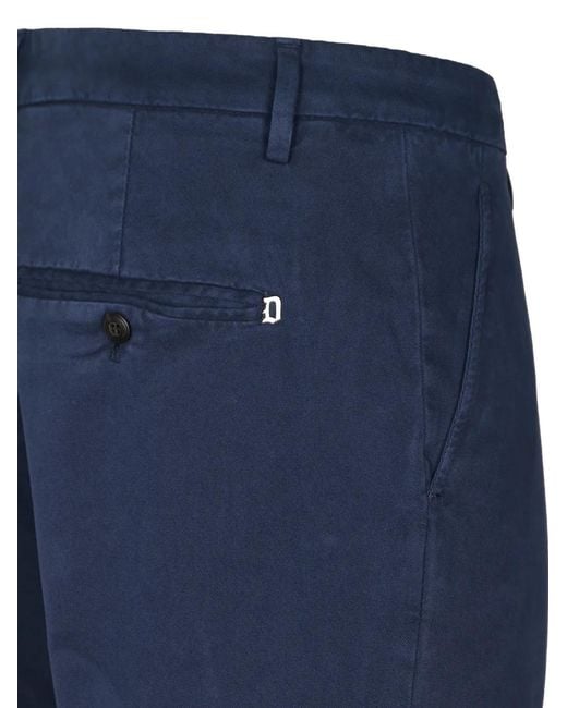 Dondup Blue Cuffed-Hem Trousers for men