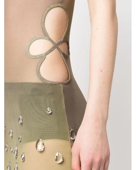 Gcds White Sita Crystal-Drop Sheer Minidress