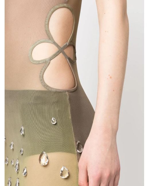 Gcds White Sita Crystal-Drop Sheer Minidress