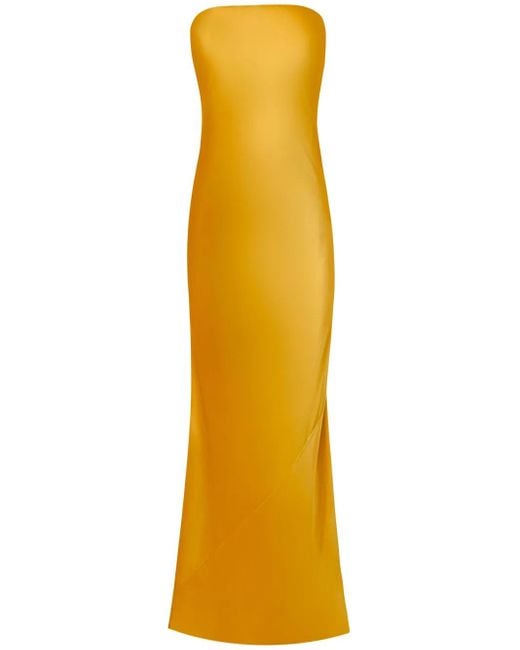 Alejandra Alonso Rojas Yellow Bow-Detail Bustier Gown