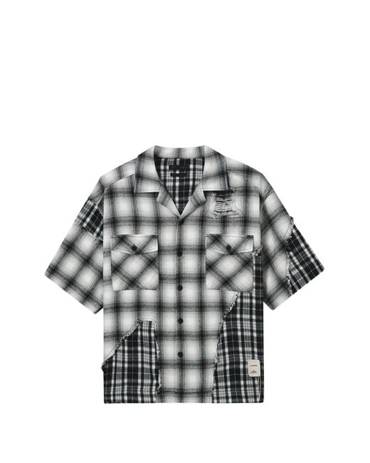FIVE CM Gray Check Patch Shirt for men