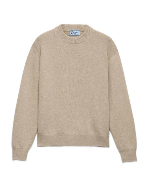 Prada Geribbelde Trui Met Logo in het Natural voor heren