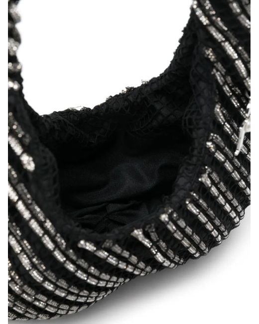 Rosantica Black Crystal Diagonal Stripe Tote