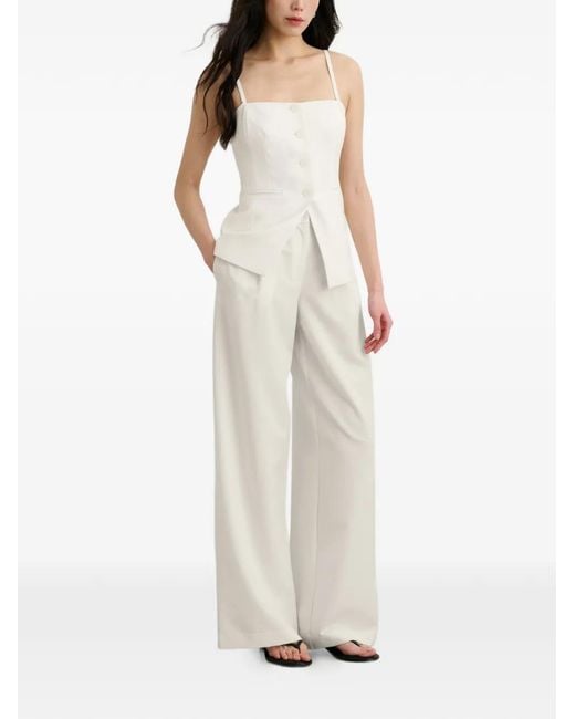 Toccin White Roxy Square Neck Button Vest