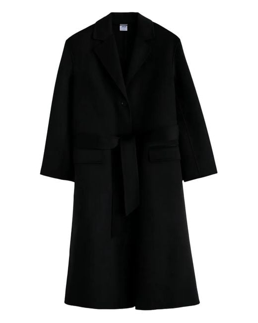 Aspesi Black Belted Wool Coat