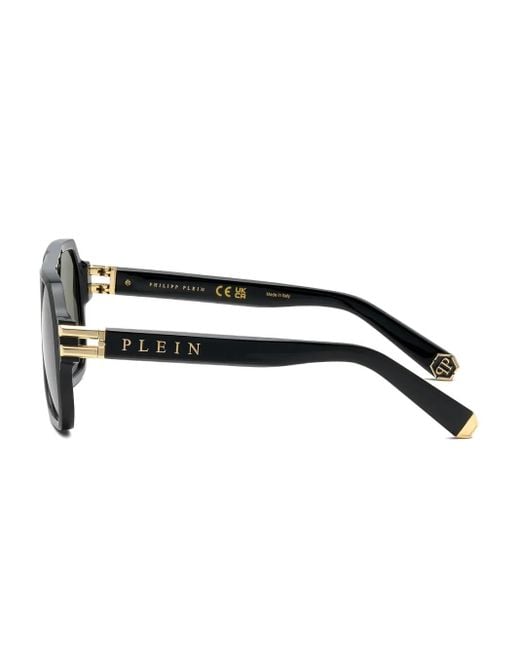 Philipp Plein Black Square-Frame Double-Bridge Sunglasses for men