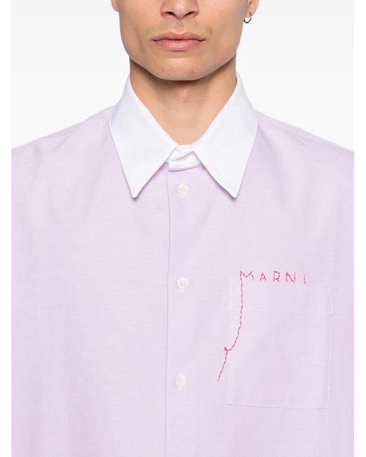Marni Purple Colour-Block Pocket Shirt for men