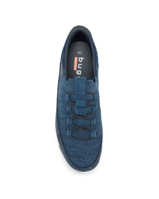 Bugatti Blue Knit Panelled Sneakers for men