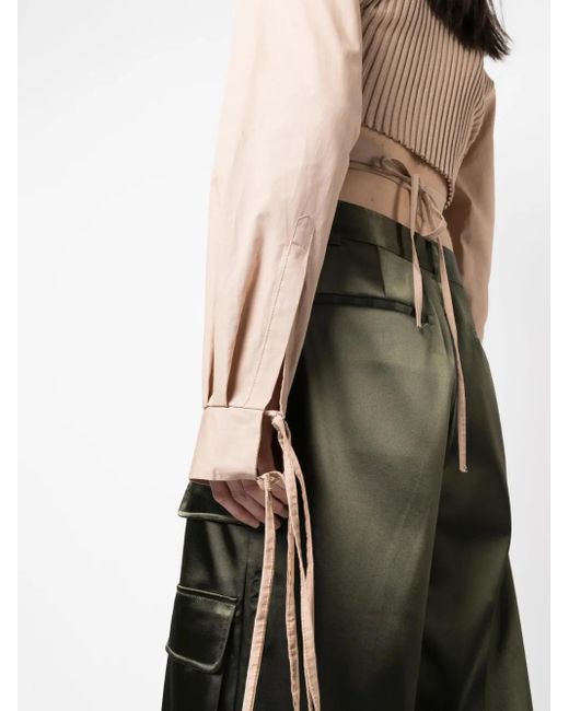 ANDREADAMO White Cropped Wrap Blouse