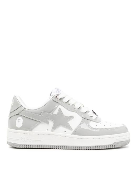 A Bathing Ape White Panelled Leather Sneakers