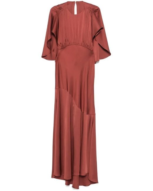 Zimmermann Red Cape-insert Round-neck Maxi Dress