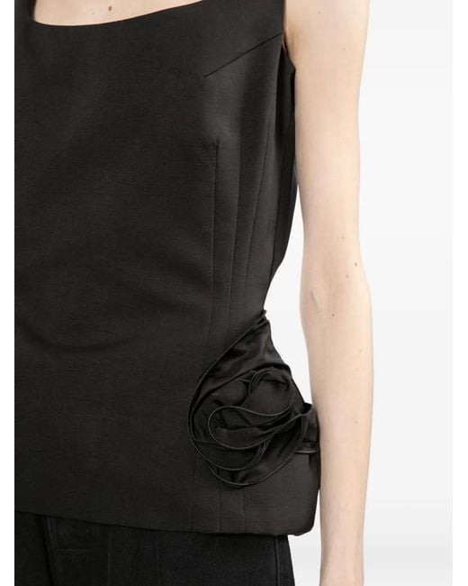 Magda Butrym Black Sculptural Floral Top