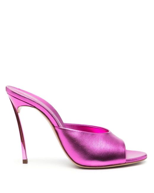 Casadei Pink Blade Flash100mm Patent-leather Mules