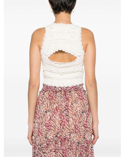 Sandro White Gestricktes Cropped-Top