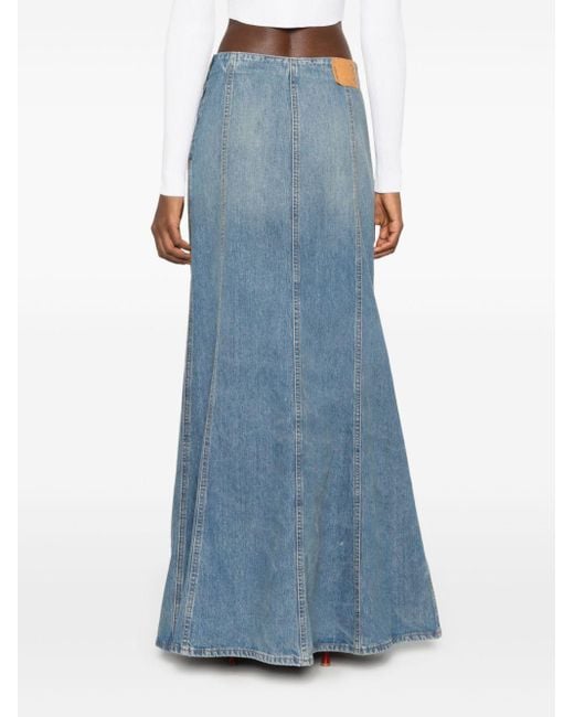 Haikure Blue Seamed Denim Midi Skirt