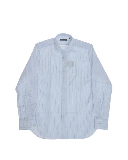 Corneliani Blue Striped French-Collar Shirt for men