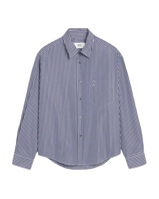 AMI Blue Ami De Coeur Striped Shirt for men