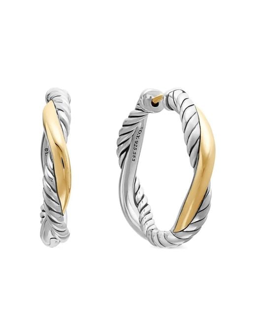 David Yurman Metallic 14Kt And Sterling Petite Infinity Hoop Earrings (17.3Mm)