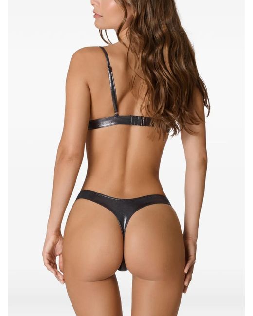 Maison Close Gray Metallic-Effect Bikini Bottoms
