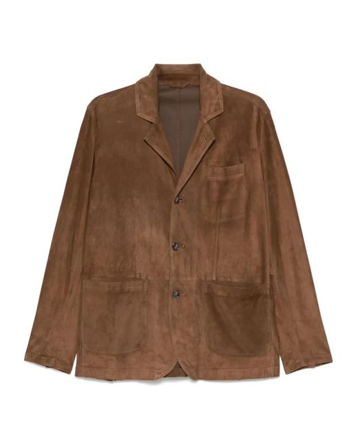 Barba Napoli Brown Suede Blazer for men