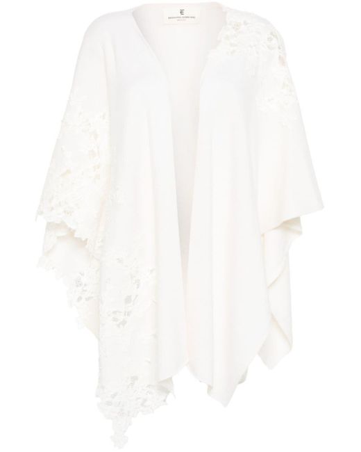 Ermanno Scervino White Lace-detailed Wool Shawl