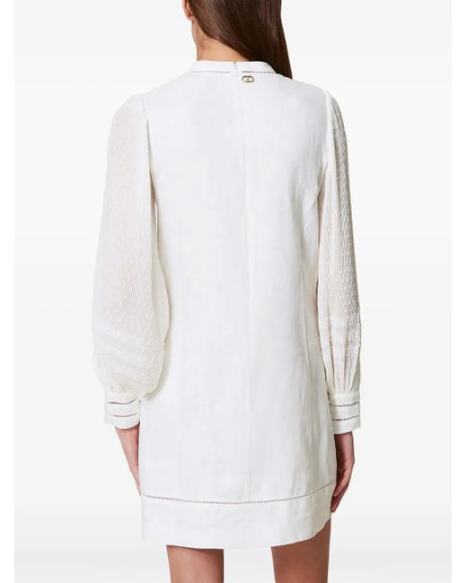 Twinset White Perforated-Detail Mini Dress