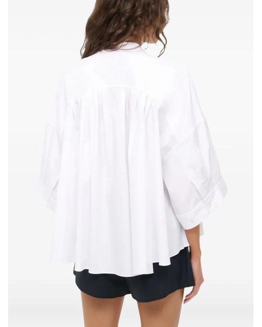 Staud White Enzo Pleated Blouse