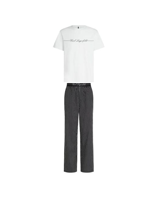 Karl Lagerfeld White Hotel Karl Striped Pajama Set for men
