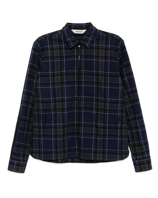 Aspesi Blue Zip Fastening Shirt Jacket for men