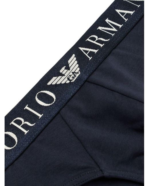 Slip en coton à taille à logo Emporio Armani pour homme en coloris Blue