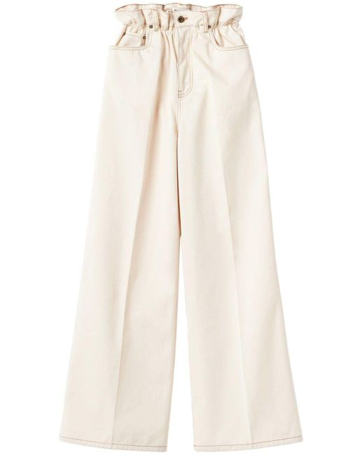 Miu Miu Natural Weite Jeans mit Paperbag-Taille