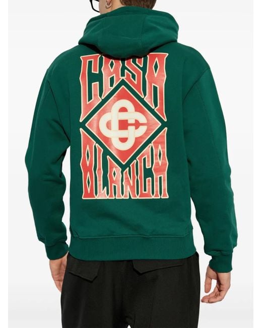 スウェット・トレーナー CASABLANCA COTTON SWEATSHIRT WITH GOTHIC STACKED LOGO CASABLANCA Gothic Stacked-Logo Hoodie in Green for Men | Lyst
