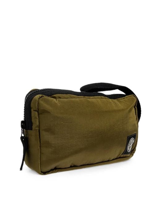 Stone Island Green Logo-Patch Wrist-Strap Shoulder Bag for men
