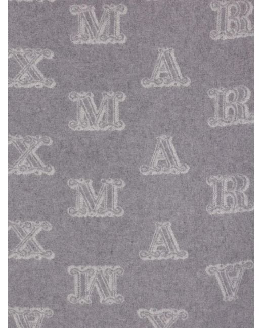Max Mara Gray Monogram-Pattern Cashmere Scarf