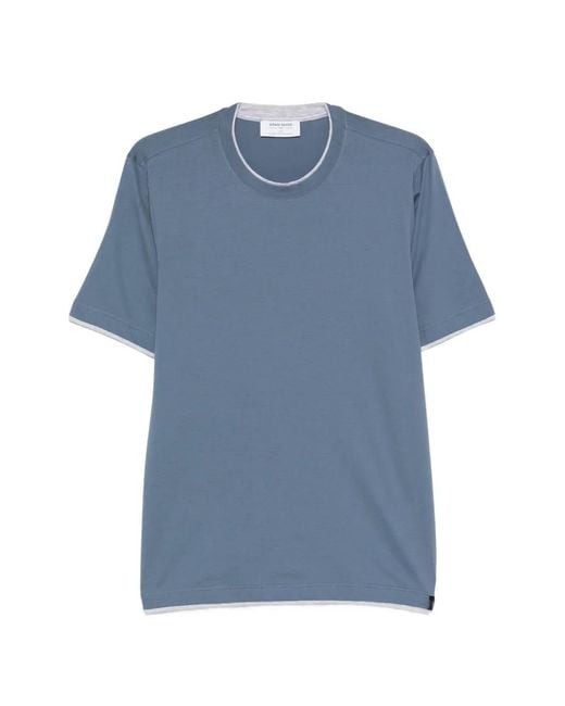 Gran Sasso Blue Trim-Detail T-Shirt for men