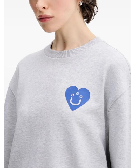 HUGO White Heart-Logo Sweatshirt