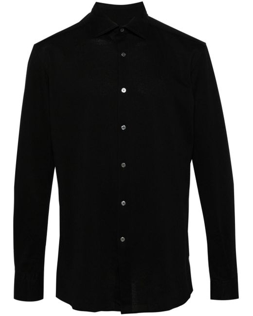 Chemise en coton à col italien Zegna pour homme en coloris Black