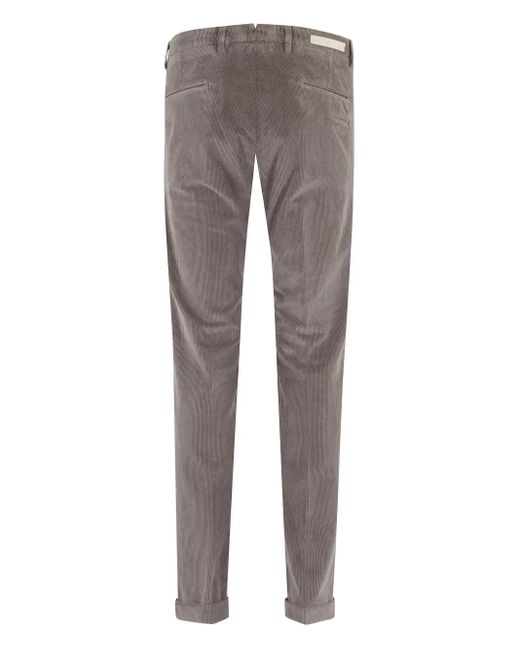Briglia 1949 Gray Corduroy Cuffed Trousers for men