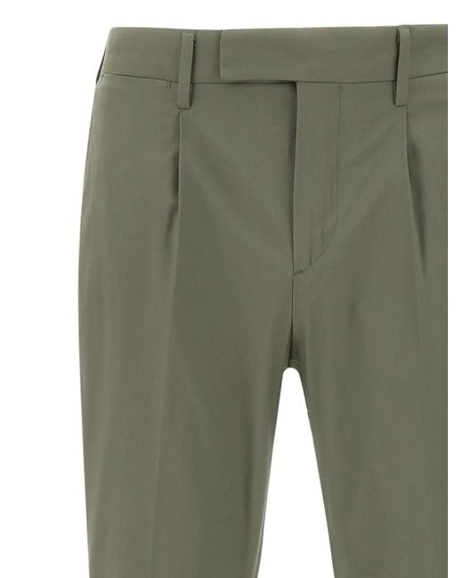 Devore Green Pleated-Front Trousers for men
