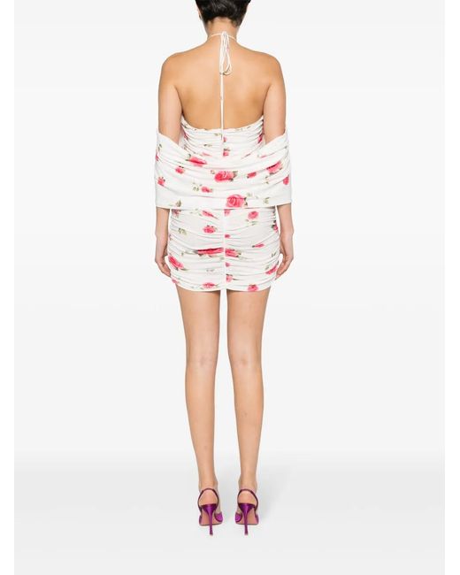 Magda Butrym White Rose-print Mini Dress