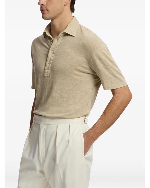 Ralph Lauren Natural Embroidered Linen Polo Shirt for men